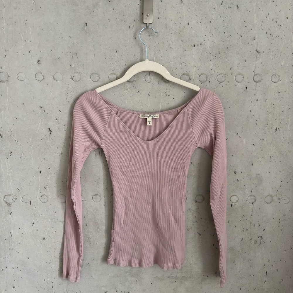 EXPRESS BABY PINK RIB LONG SLEEVE